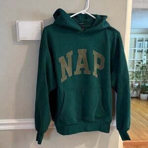 GAP Dark Green Hoodie with Olive Lettering
